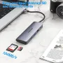 WIMUUE 6 в 1 USB C адаптер за MacBook Pro/Air,Многопортова докинг станция за USB тип C лаптопи - USB, снимка 4