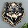 2D Дървена Глава на Вълк за Стенна Украса , снимка 1