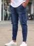 Мъжки модни тесни дънки със средна талия, 2цвята - 023, снимка 2