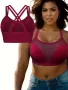 Дамски спортен сутиен, 4XL, бургунди, удобен Criss Cross Burgundy , снимка 2