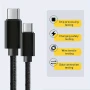 USB Type-C to USB Type-C Charging Cable 60W, найлонова оплетка - 200 см, снимка 1