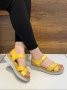 Дамски сандали от естествена кожа в жълто 