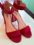 Дамски сандали на висок ток в червен цвят, снимка 1