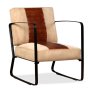 Кресло, кафяво, естествена кожа и канава, снимка 1