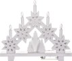 Коледна LED декорация със снежинки и свещи, бяла, 32 см, снимка 6