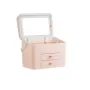 Кутия за грим с огледало Mercado Trade, С LED светлини, Розов, снимка 1