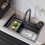 Модерна Кухненска мивка със смесител и много аксесоари 68см х 45см Мултифункционална Луксозна, снимка 6