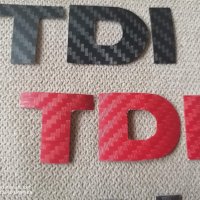 Карбонов стикер лепенка различни цветове с надпис TDI и GTI за кола автомобил джип ван бус пикап, снимка 2 - Аксесоари и консумативи - 33069794
