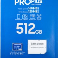 Карта с памет, Samsung micro SD Card PRO Plus, 512GB, Class10, SD адаптер, снимка 1 - Карти памет - 39719026