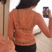 Розова блузка с дантелен гръб, S размер, снимка 3 - Блузи с дълъг ръкав и пуловери - 27865149