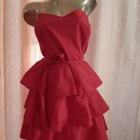 Papaya L/XL Корсетна червена рокля на волани, снимка 1 - Рокли - 38801840