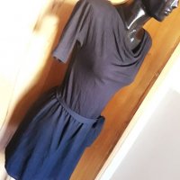 Черна рокля къс ръкав от трико и шифон М , снимка 3 - Рокли - 26381036