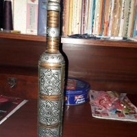 Стара бутилка със сребърен обков, снимка 2 - Антикварни и старинни предмети - 28172144