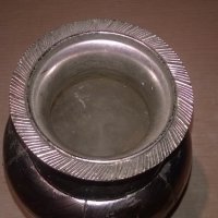 ваза/кана-внос франция-24х13см-метална с релеф, снимка 12 - Колекции - 26762336