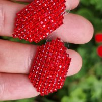 Луксозни червени обеци по ухото , снимка 2 - Обеци - 38016960