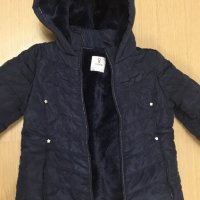 Топличко и красиво зимно яке  Okaidi, ръст 140, 10г., тъмно син цвят, снимка 1 - Детски якета и елеци - 27261801