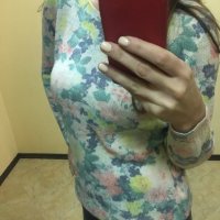 Дамска плетена блуза с флорални мотиви, снимка 6 - Блузи с дълъг ръкав и пуловери - 27657844
