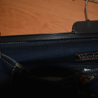 Интересен пролетно-есенен тъмно син  панталон, дънков с басти марка Валентина, снимка 3 - Панталони - 42983186