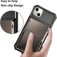 Нов Удароустойчив калъф за телефон с джоб за карти iPhone 14 / 14 Plus Айфон Защита , снимка 5 - Калъфи, кейсове - 38323049