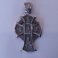 Сребърен двулицев кръст, снимка 2 - Колиета, медальони, синджири - 43688206