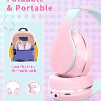 Bluetooth 5.1 безжични детски слушалки сгъваеми,розови и лилави, снимка 4 - Безжични слушалки - 43759784