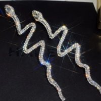 Кристални обеци,колекция"Snakes shine",white/нови, снимка 1 - Колиета, медальони, синджири - 39675181