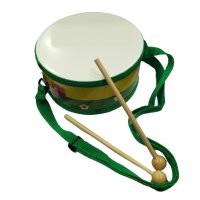 Играчка барабан, Дървена, Зелена, 15х7 см, снимка 1 - Образователни игри - 37743409