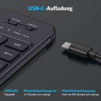 Bluetooth клавиатура Emetok презареждаща батерия със 7 цветна подсветка НОВА, снимка 2 - Клавиатури и мишки - 43580310
