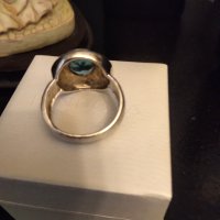 Масивен сребърен пръстен ръчна изработка естествен син топаз 950, снимка 8 - Пръстени - 37943824