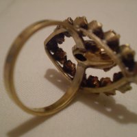 стар дамски пръстен месинг със позлата и циркони, снимка 3 - Антикварни и старинни предмети - 35218309