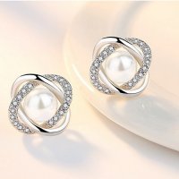 Сребърни обеци - Райска перла 925 сребро BF135, снимка 5 - Обеци - 27686278