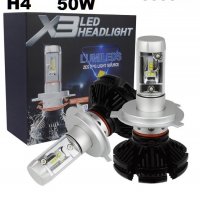 H4 X3 LED / Лед крушка Н4 Х3 12-24 Волта 50 Вата, снимка 1 - Аксесоари и консумативи - 27557514