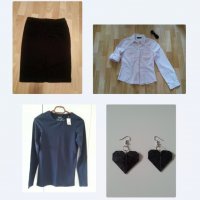 Пола, риза и блуза + подарък обеци, снимка 1 - Блузи с дълъг ръкав и пуловери - 37912092