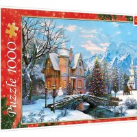 Коледен пъзел Снежен пейзаж 1000 части. Trefl, 68,3х48 см, снимка 1 - Пъзели - 40692244