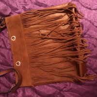 Кафява дамска чанта с ресни, снимка 3 - Чанти - 27097923