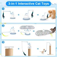 Нова 3 в 1 Интерактивна играчка за котка автоматична за игра с перо, снимка 3 - За котки - 40505982