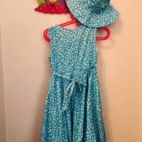 Детска лятна рокля с шапка синя морска, снимка 2 - Детски рокли и поли - 38237973