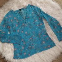 КРАСИВА синя риза на цветчета в бохо стил - шифон, снимка 1 - Ризи - 38511699