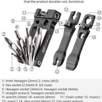Инструменти за ремонт на велосипеди 20 в 1 Преносим многофункционален, снимка 2 - Други инструменти - 43186019