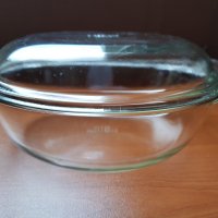 Комплект с капак от старо йенско стъкло, снимка 1 - Съдове за готвене - 39453500