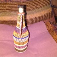 Плетена стъклена бутилка с дръжка-700мм, снимка 4 - Декорация за дома - 30130069