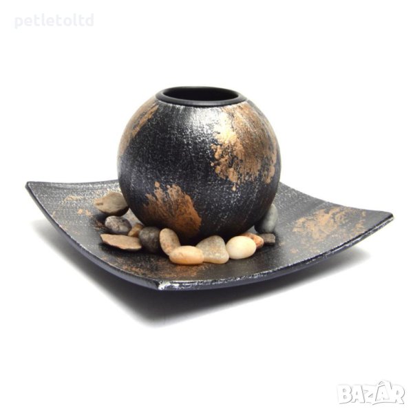 Декоративен свещник - сферични свещници с декоративни камъни и подложка ( сет от 6 бр ), снимка 1