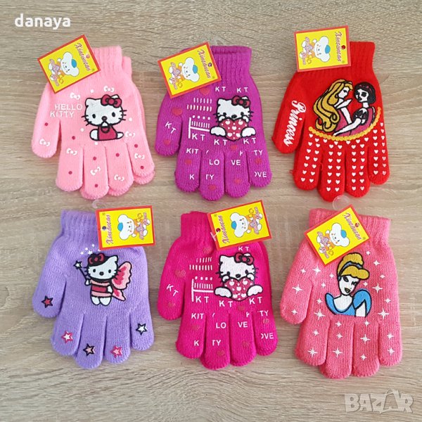 Детски зимни ръкавици за момиче машинно плетиво 3-4 години, снимка 1