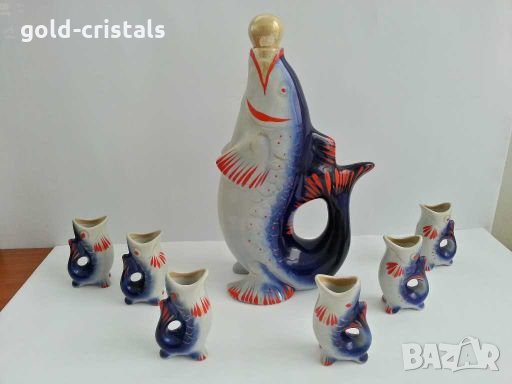 ретро руски порцеланов сервиз рибки, снимка 1