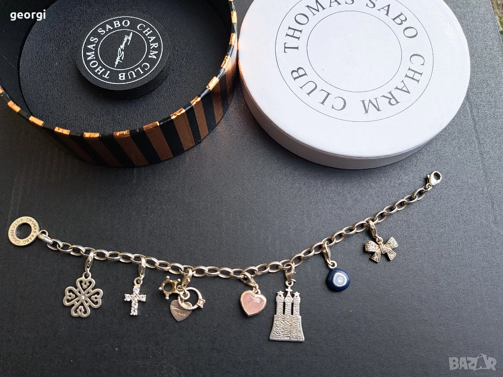 сребърна гривна Thomas sabo Charm club със 7 талисманчета , снимка 1