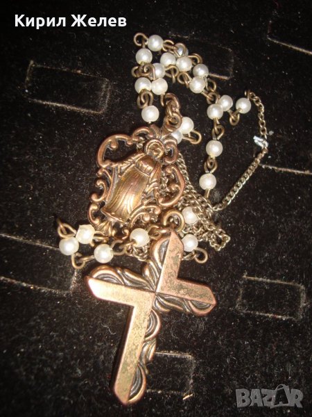 КРАСИВО ВИНТИДЖ КОЛИЕ - БРОЕНИЦА с КРЪСТЧЕ и ИКОНКА 20883, снимка 1