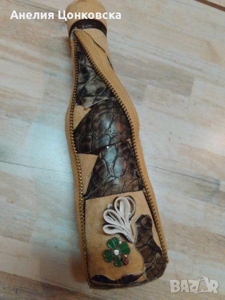 Арт бутилка с ест.кожа, снимка 1