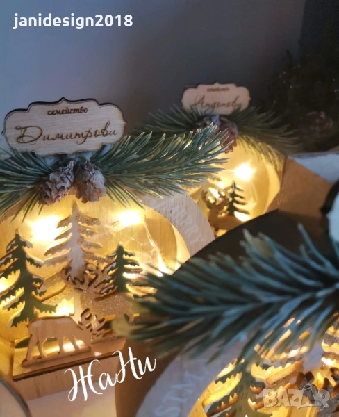 ✨ Светеща коледна декорация с персонално име 🎅, снимка 1