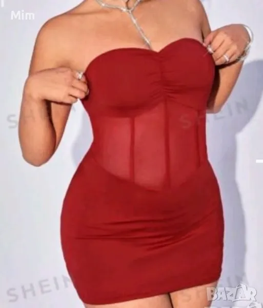 3XL Ярко червена предизвикателна рокля , снимка 1