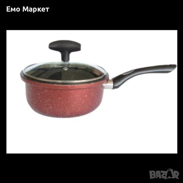 Касерола с капак Rosberg R51321G18, 18см./1.8л., Мраморно покр., Индукция, Бордо меланж, снимка 1